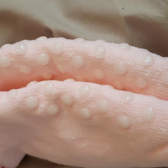 Pink Faux Sherpa Knit Slipper Socks with Fair Isle Deer Pattern & Traction Dots - Picture 3 of 5